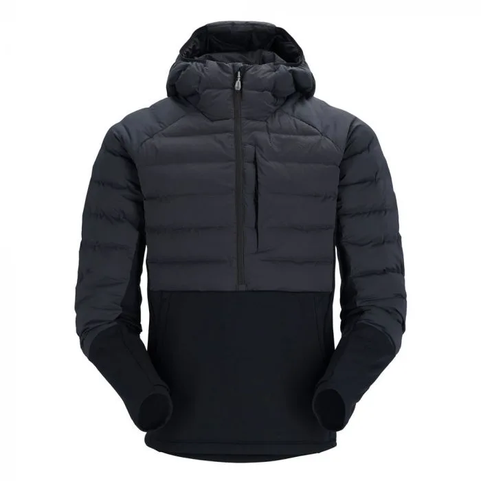 Unisex Padded Hybrid Jacket — 3 Colourways — Dark Grey, hooded front view