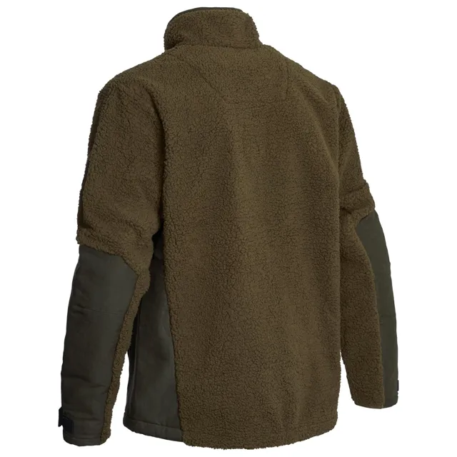 Unisex Panelled Fleece Jacket — Brown & Olive — Brown & Olive, back view