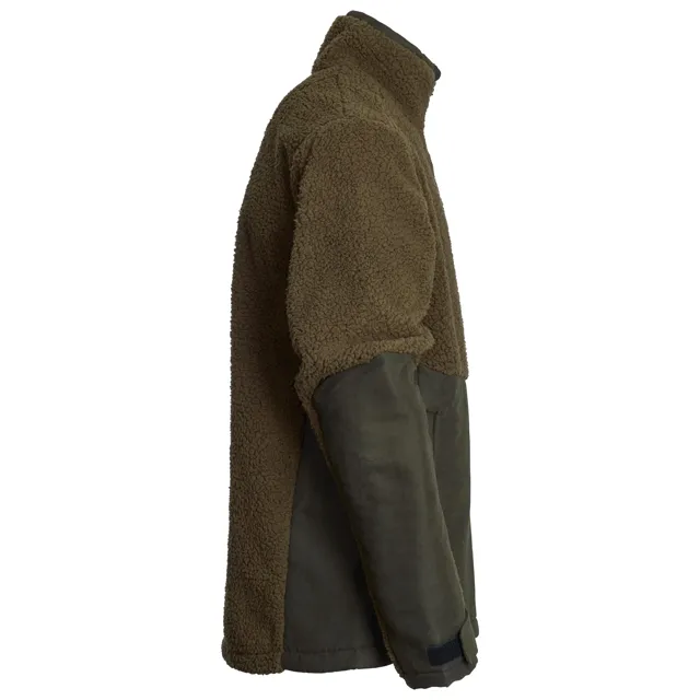 Unisex Panelled Fleece Jacket — Brown & Olive — Brown & Olive, side view