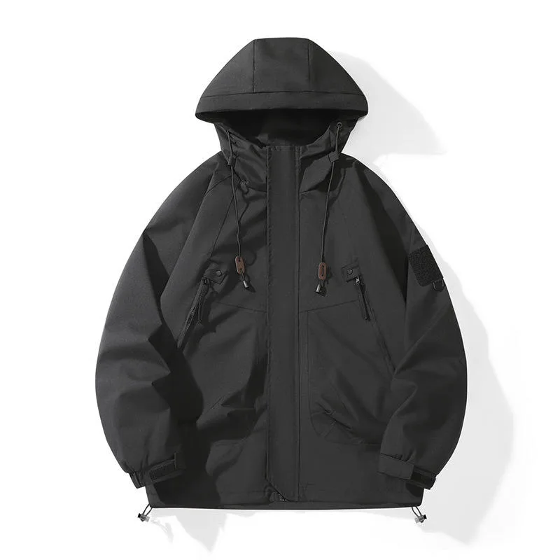 Unisex Plus-Size Hardshell Jacket — 4 Colourways — Black, front view