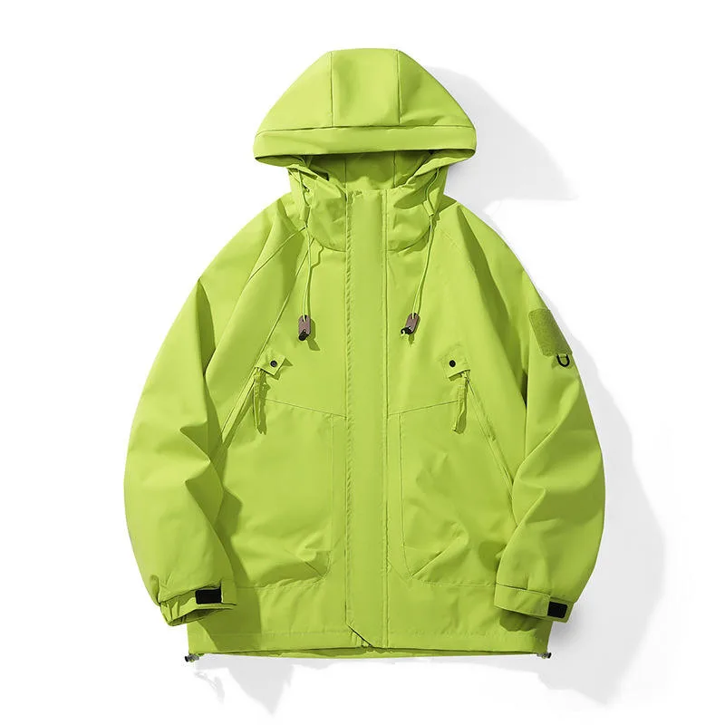 Unisex Plus-Size Hardshell Jacket — 4 Colourways — Lime Green, front view