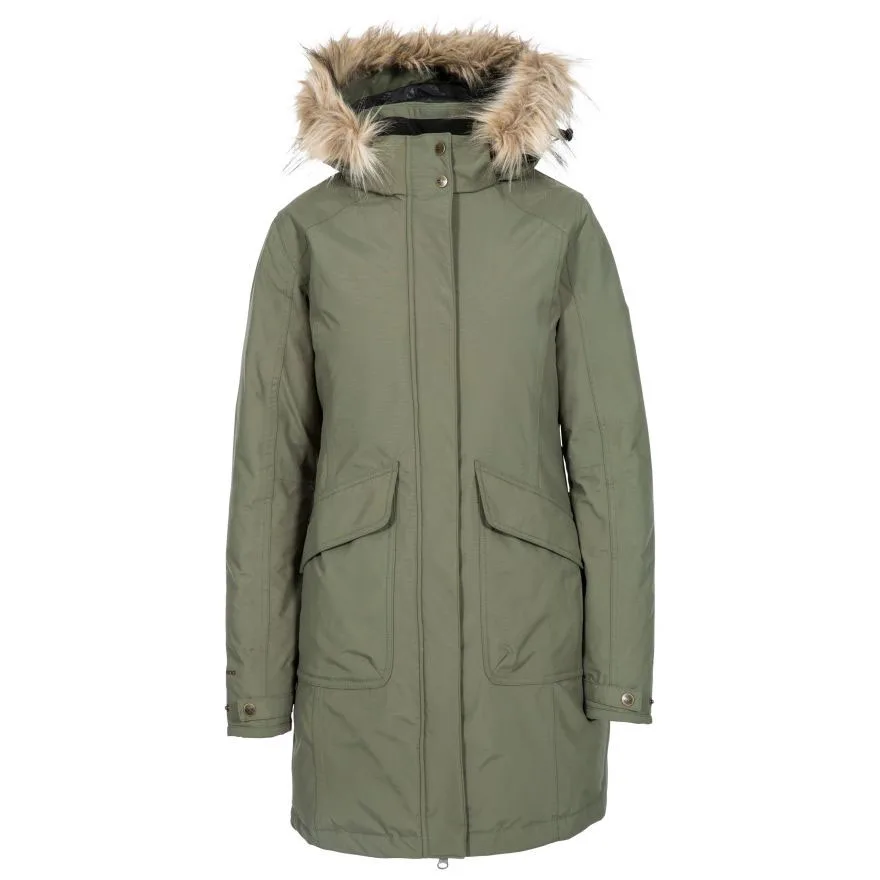 Unisex Plus-Size Fur-Hood Parka — Olive Green — Olive Green, front view