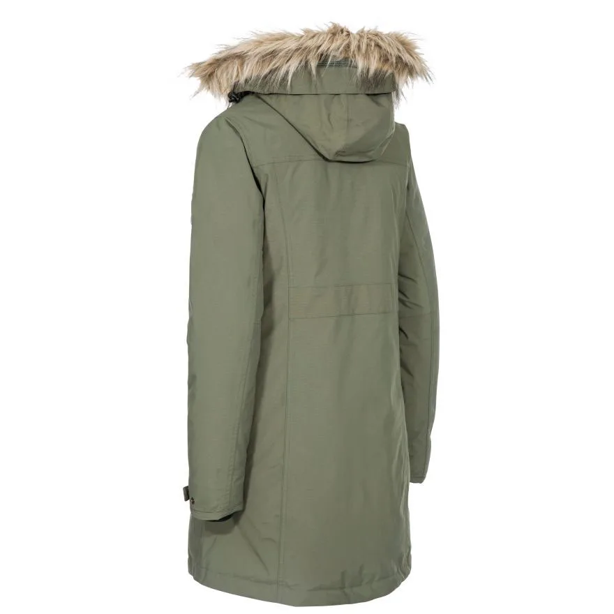 Unisex Plus-Size Fur-Hood Parka — Olive Green — Olive Green, back view