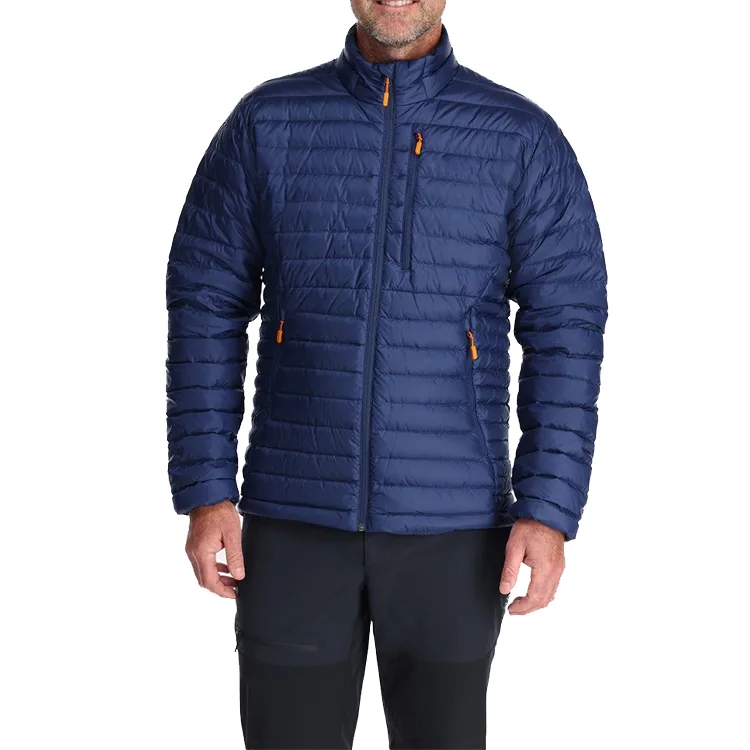 Unisex Plus-Size Quilted Jacket — Navy — Navy, front view on model