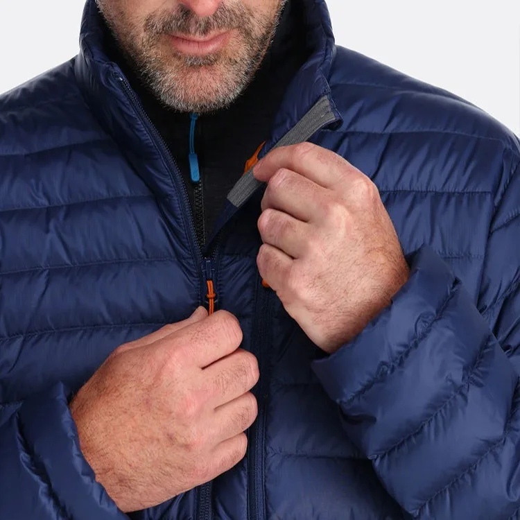 Unisex Plus-Size Quilted Jacket — Navy — Navy, collar and zip detail