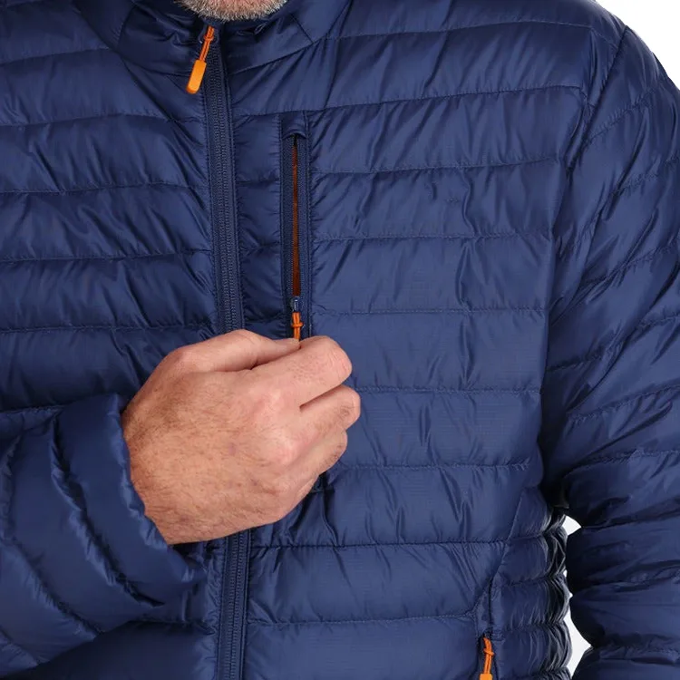 Unisex Plus-Size Quilted Jacket — Navy — Navy, chest zip pocket detail