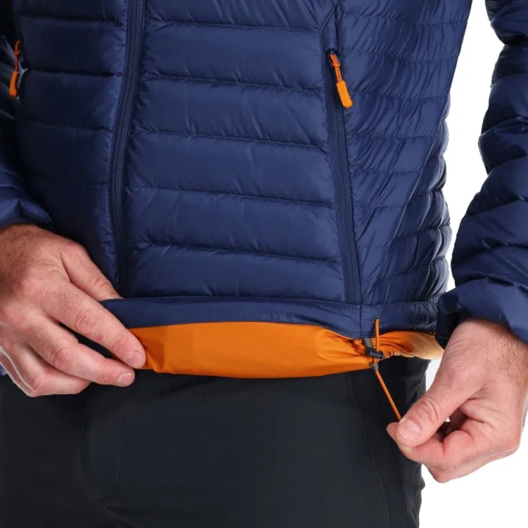 Unisex Plus-Size Quilted Jacket — Navy — Navy, hem and orange lining detail