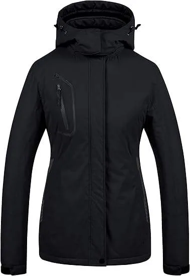 Unisex Printed Ski Suit Set — 3 Colourways — Black, jacket front view