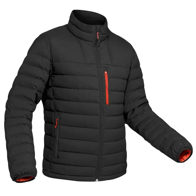 Unisex Puffer Jacket — Black & Green — Black, front view