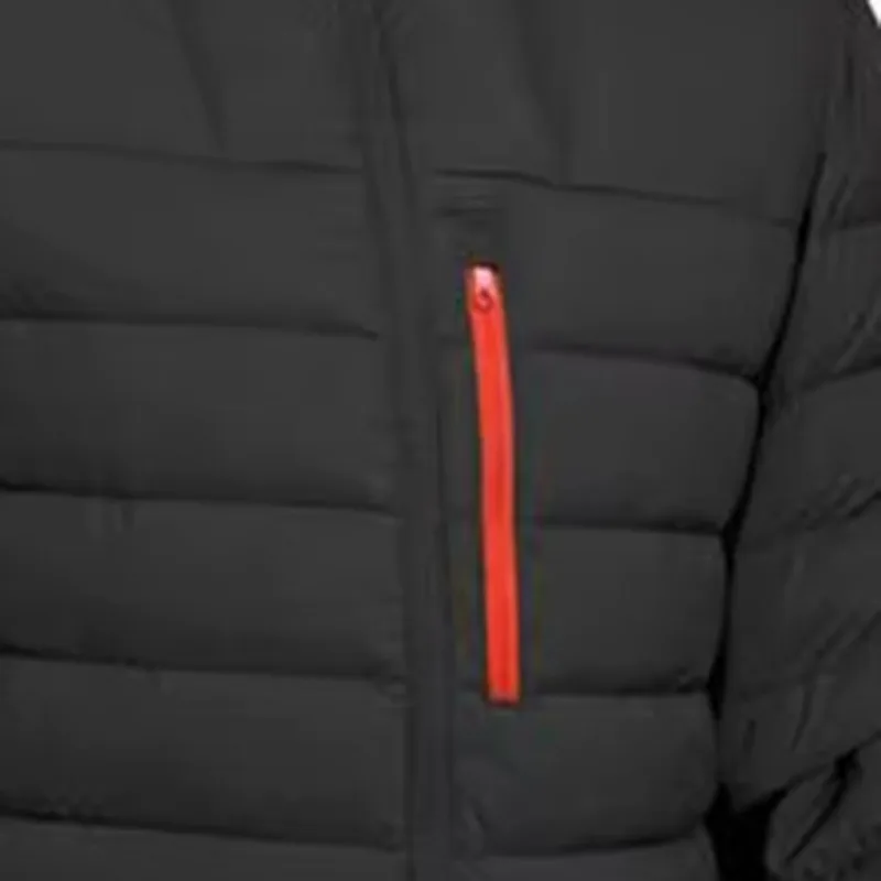Unisex Puffer Jacket — Black & Green — Black, chest pocket detail