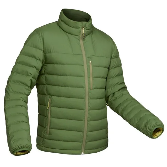 Unisex Puffer Jacket — Black & Green — Green, front view