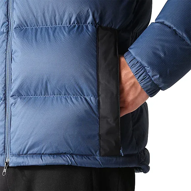Unisex Puffer Jacket — Navy & Black — Navy & Black, pocket detail