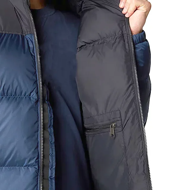 Unisex Puffer Jacket — Navy/Black — Navy/Black, open view with inner pocket