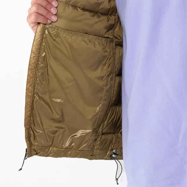 Unisex Quilted Jacket — Brown — Brown, inside pocket view
