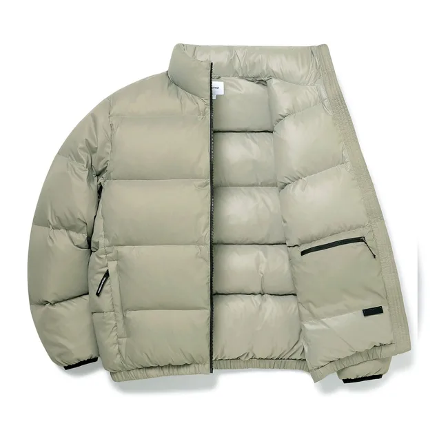 Unisex Quilted Jacket — Khaki — Khaki, front view, open
