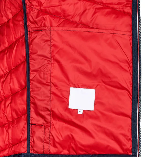 Unisex Quilted Jacket — Navy — Navy, red lining detail