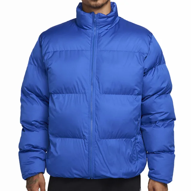 Unisex Quilted Jacket — Royal Blue — Royal Blue, front view, worn