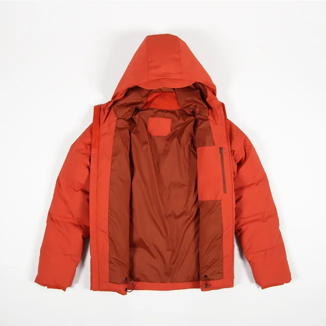 Unisex Quilted Jacket — Rust Orange — Rust Orange, open view with lining