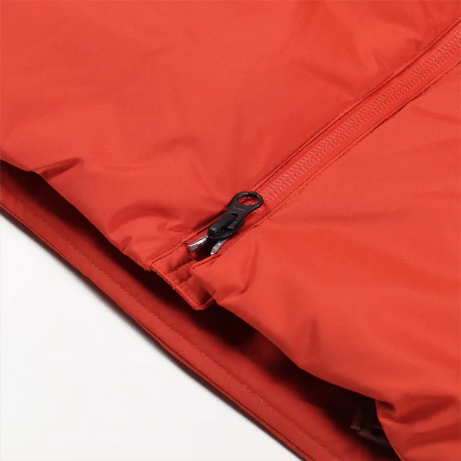 Unisex Quilted Jacket — Rust Orange — Rust Orange, zip detail