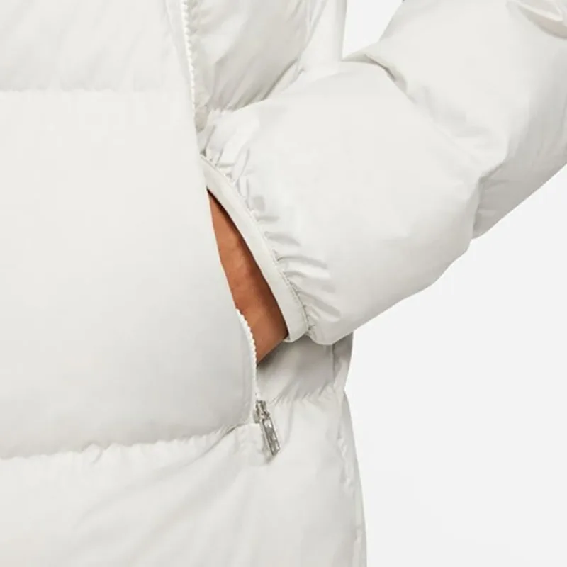 Unisex Colour-Block Puffer Jacket — 3 Colourways — Grey & White, pocket detail