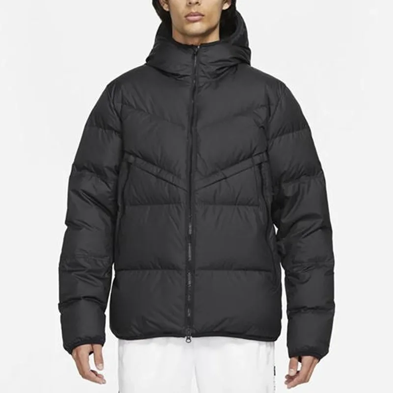 Unisex Colour-Block Puffer Jacket — 3 Colourways — Black, worn front view