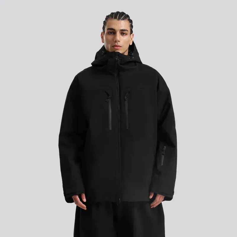Unisex Recycled Ski Shell Jacket — Green, worn front