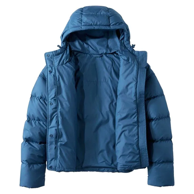 Unisex Relaxed-Fit Short Puffer Jacket — 4 Colourways — Blue, open front and lining view