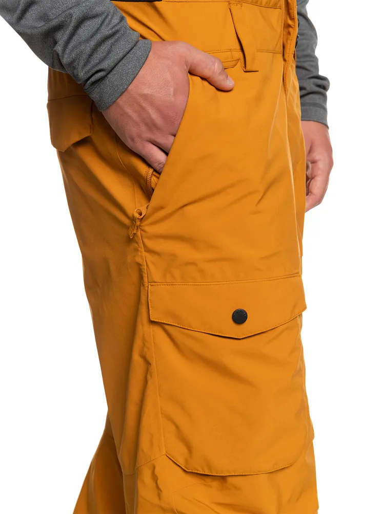 Unisex Ski Bib Pants — Mustard — Mustard — hand pocket detail