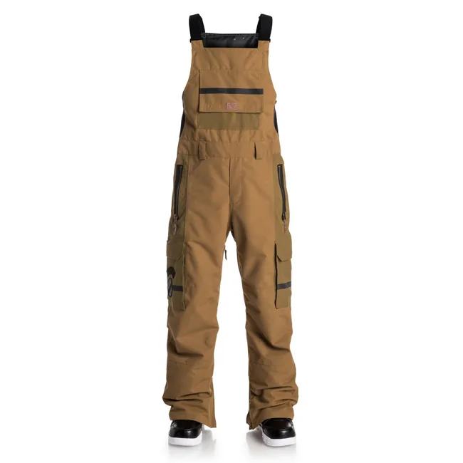 Unisex Ski Bib Pants — Orange — Orange — front view, bib up
