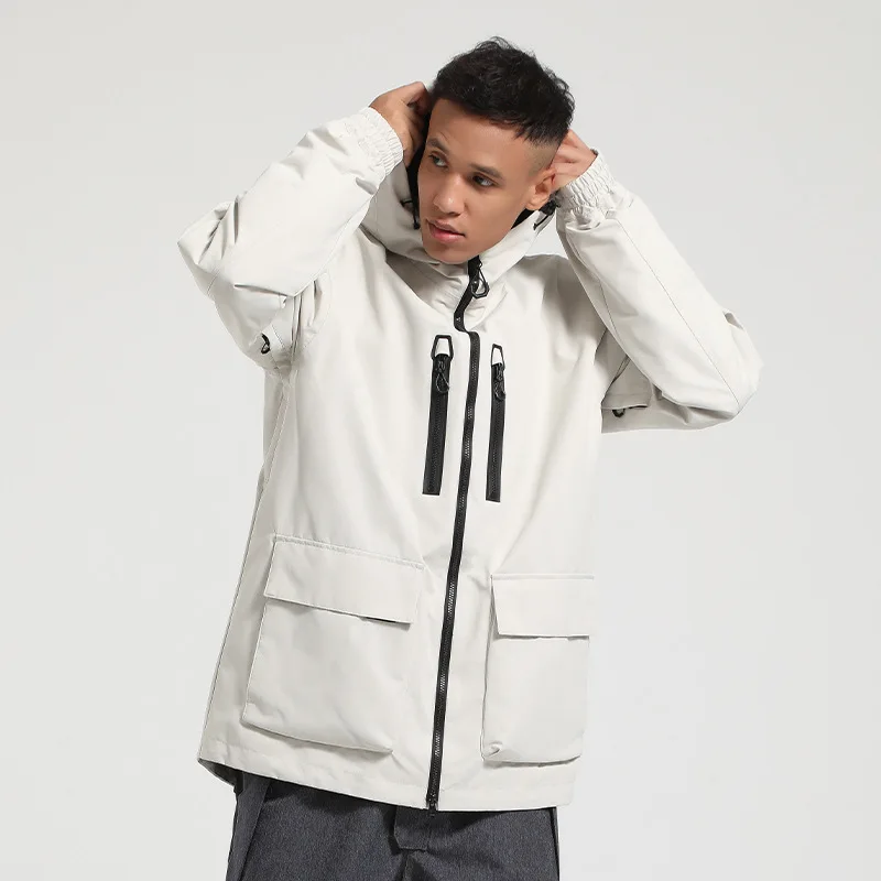 Unisex ski jacket — White, worn, front