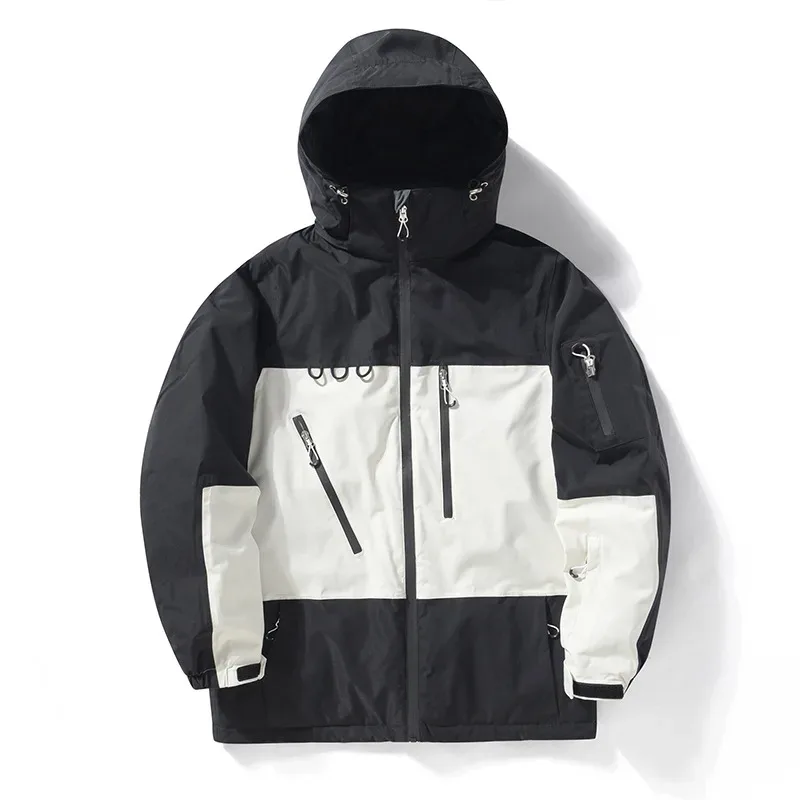 Unisex Ski Jacket — 8 Colourways — Black / White, front view