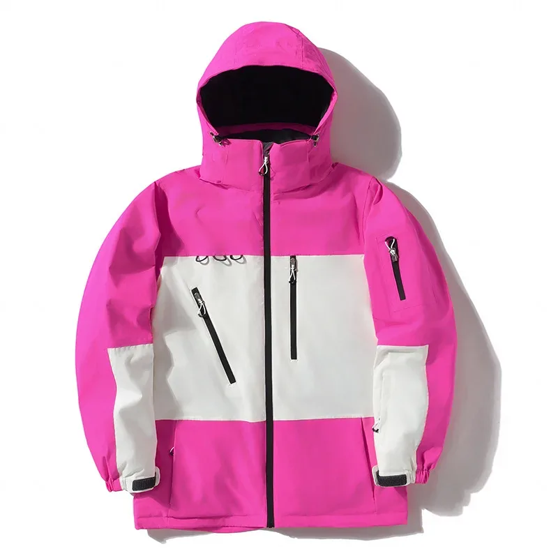 Unisex Ski Jacket — 8 Colourways — Rose / White, front view