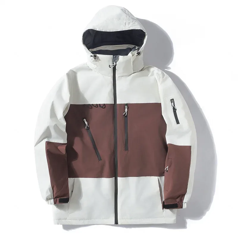 Unisex Ski Jacket — 8 Colourways — Wine Red / White, front view