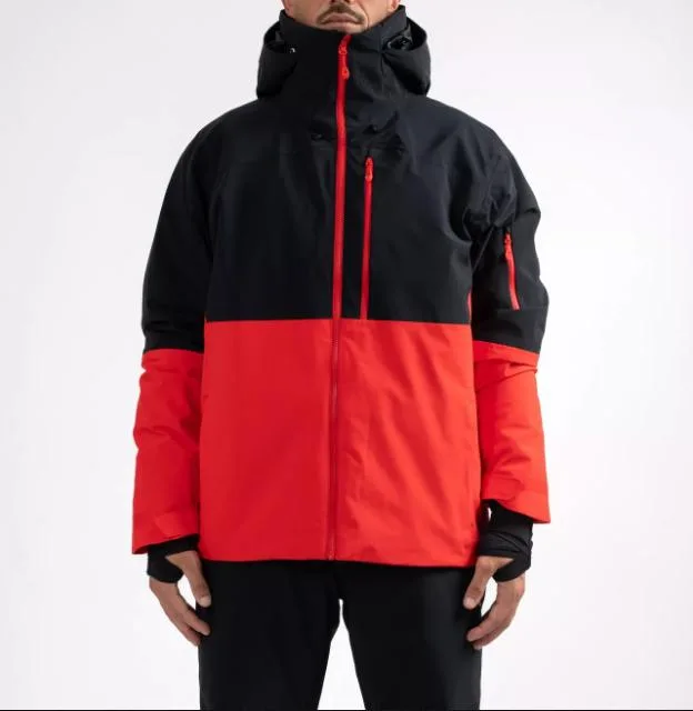 Unisex Ski Jacket — Black & Red — Black & Red, front view