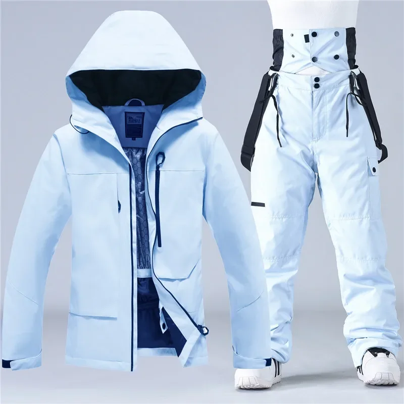 Unisex ski set in Light Blue — insulated hooded jacket and ski pants