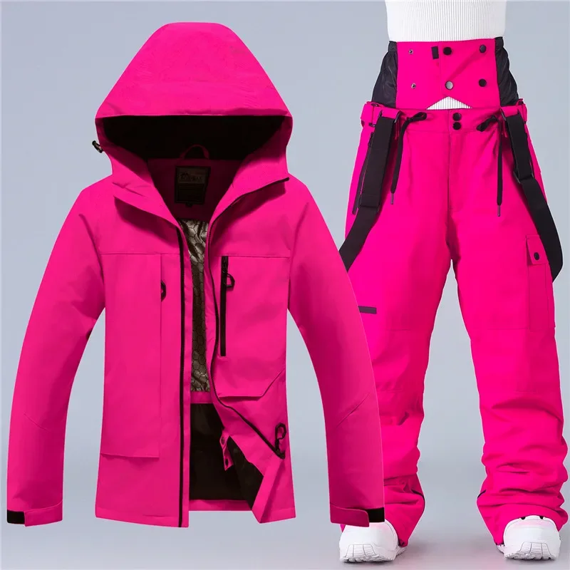Unisex ski set in Rose — insulated hooded jacket and ski pants