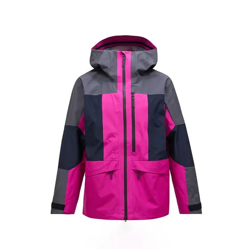 Unisex Ski Jacket — Pink Colour Block — Pink Colour Block, front view