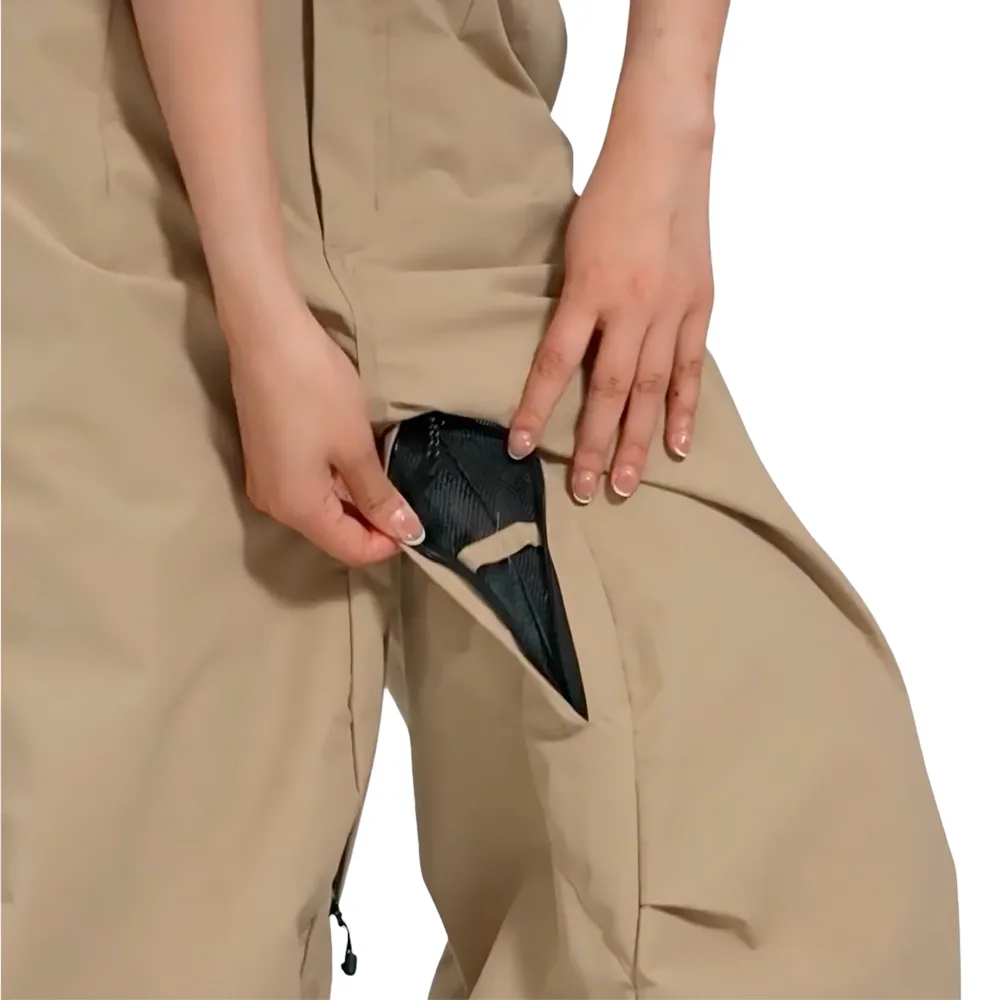 Unisex Ski Pants — 9 Colourways — Khaki, side vent detail