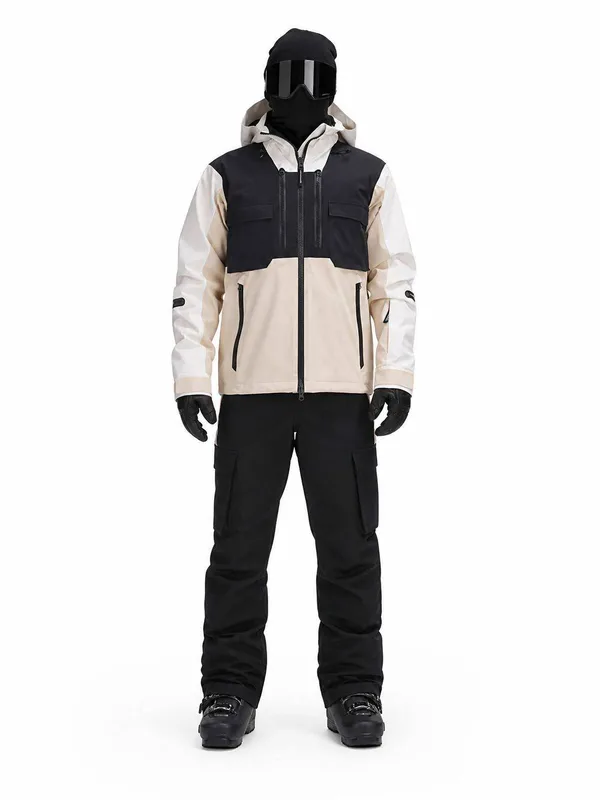 Unisex Panelled Ski Suit Set — White & Black — 1 Colourway