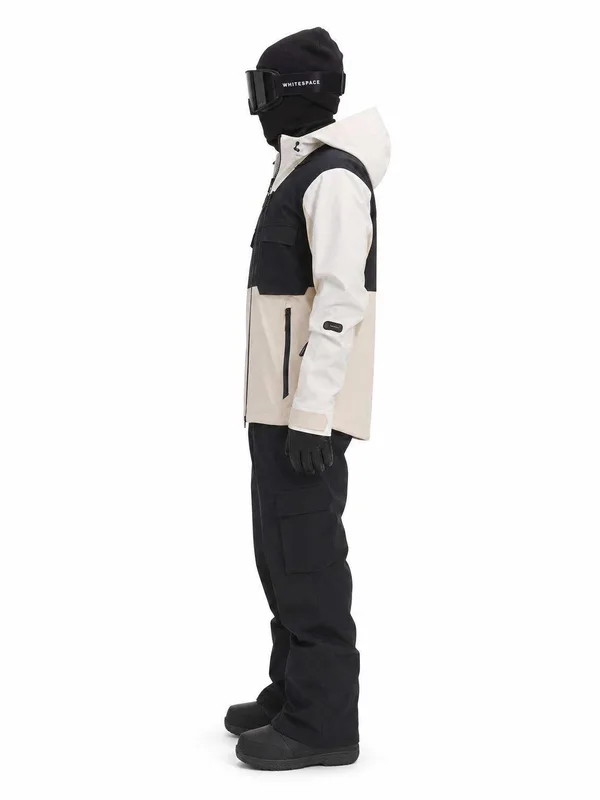Unisex Panelled Ski Suit Set — White & Black — 1 Colourway — White & Black, full set, side view