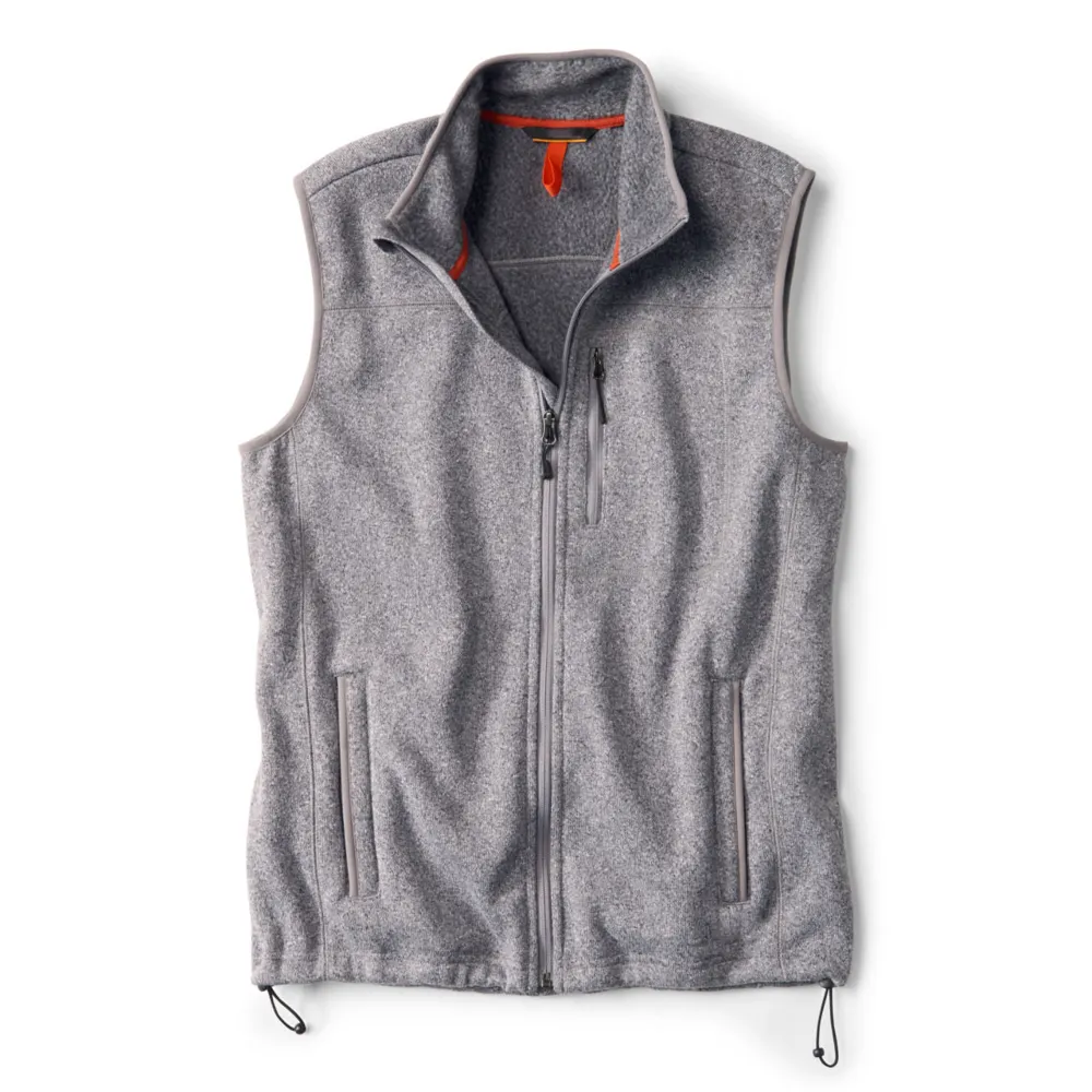 Unisex Sleeveless Fleece Vest — Grey & Black — Grey, front view