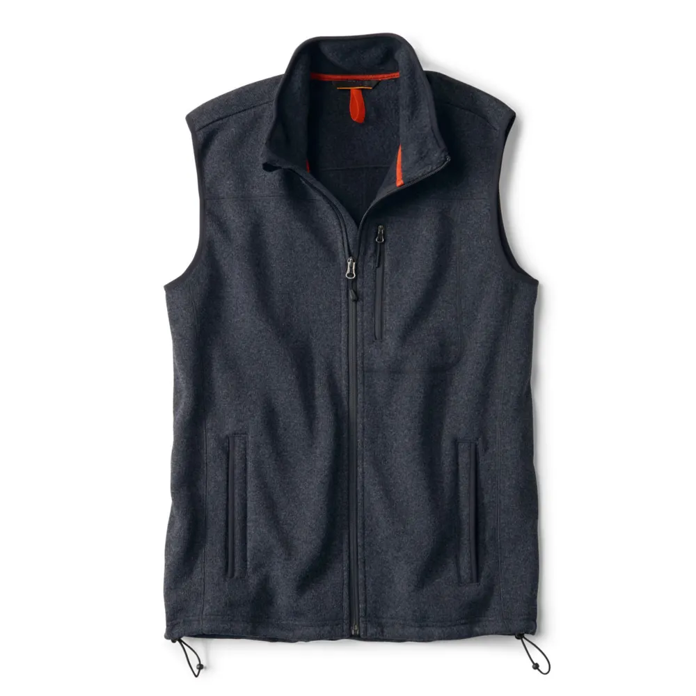 Unisex Sleeveless Fleece Vest — Grey & Black — Black, front view