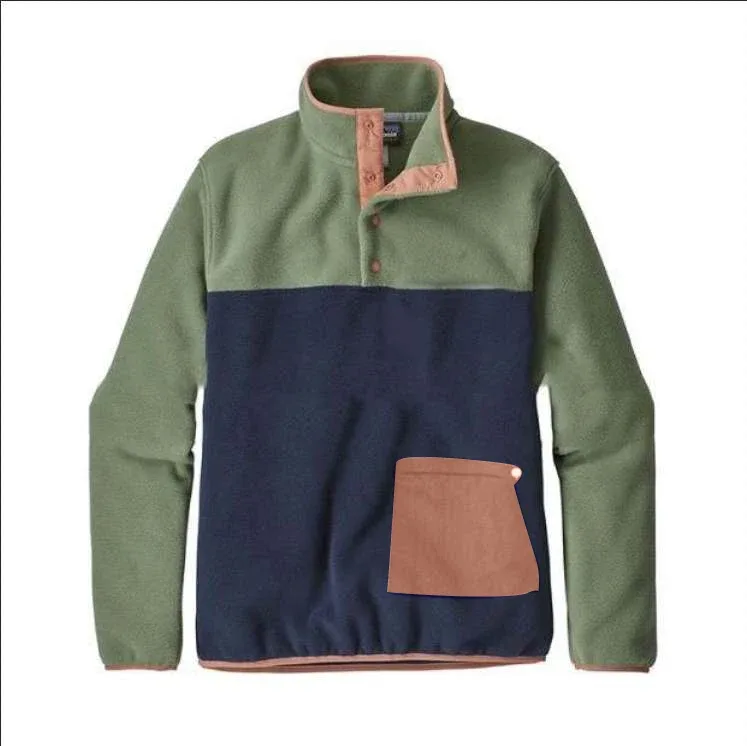 Unisex Snap-Collar Fleece Pullover — 3 Colourways — Green, front view