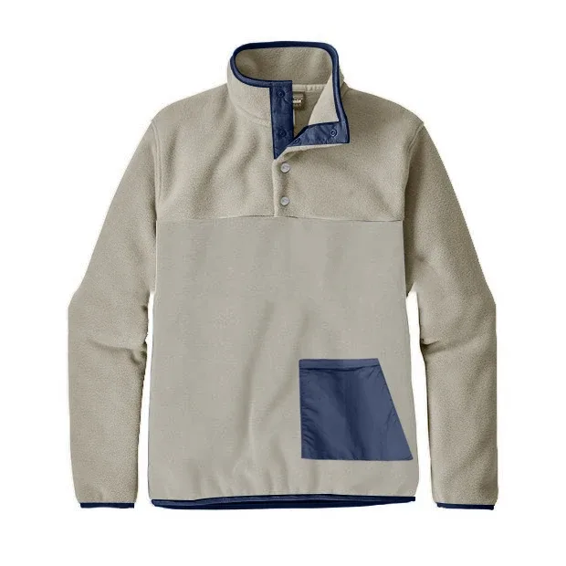 Unisex Snap-Collar Fleece Pullover — 3 Colourways — Gray, front view