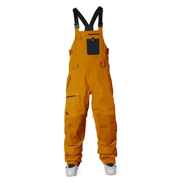 Unisex Snowboard Bib Pants — Mustard — Mustard — front view