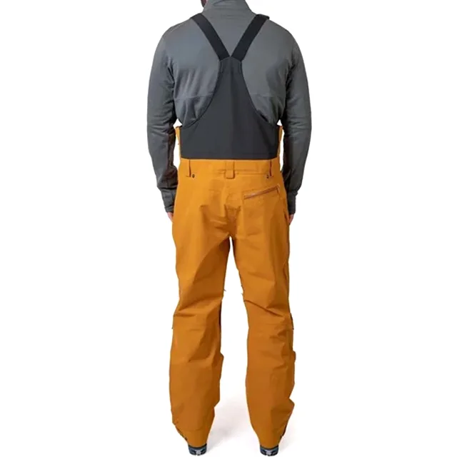 Unisex Snowboard Bib Pants — Mustard — Mustard — worn back view