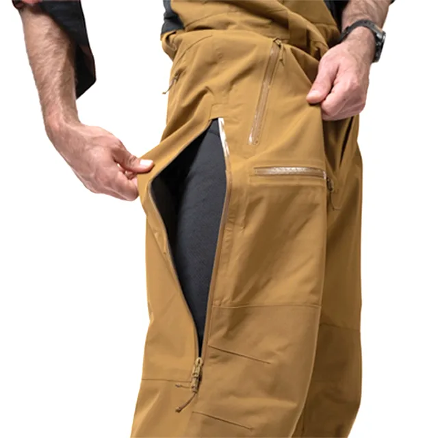 Unisex Snowboard Bib Pants — Mustard — Mustard — side vent detail