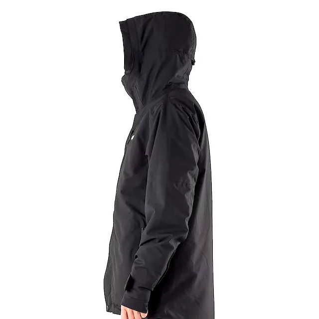 Unisex Snowboard Jacket — Black — Black, hooded side view