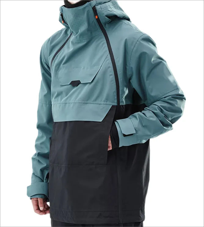Unisex Snowboard Jacket — Light Blue & Black — Light Blue & Black, front view