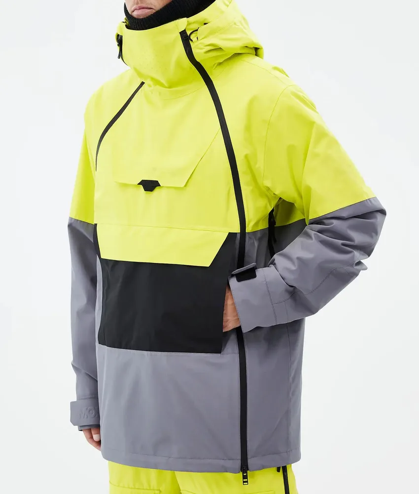 Unisex Snowboard Jacket — Light Yellow — Light Yellow, worn front view